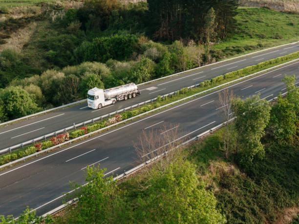 istock Highway with truck as seen from above 1312278473