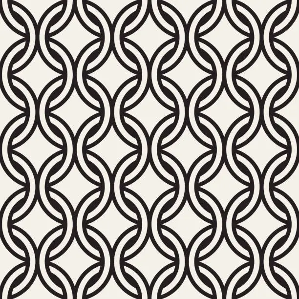Vector illustration of Vector seamless geometric pattern. Stylish abstract decorative background. Repeating interweaving circles design.