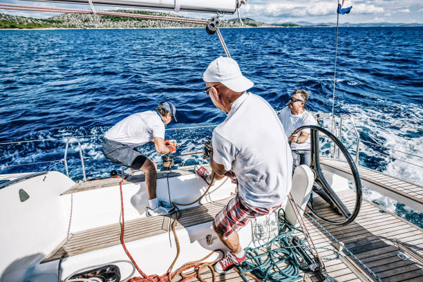 istock Sailing crew on sailboat on regatta 1312281986