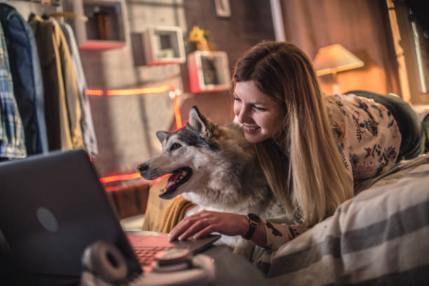 istock a young couple spends time at home with dogs 1312283760