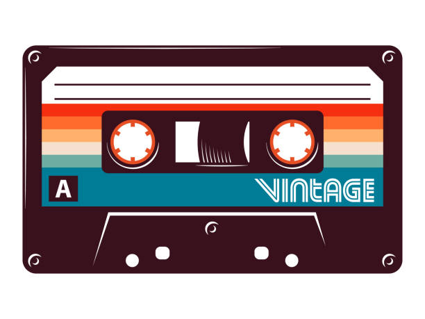 Retro vintage cassette tape vector illustration on white background. Cassette tape Retro vintage mixtape vector illustration isolated on white background. mixtape stock illustrations