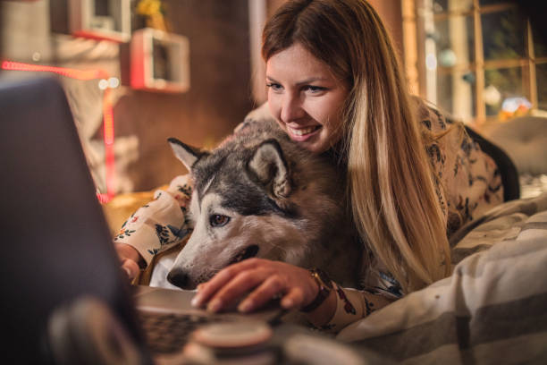 istock a young couple spends time at home with dogs 1312284741