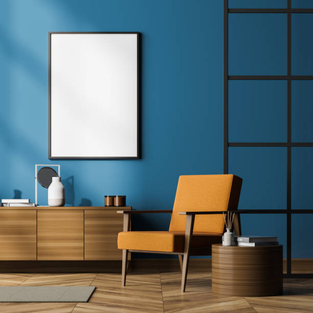 istock Modern living room interior with comfortable orange armchair 1312288514