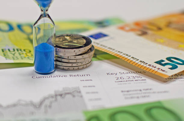 istock Financial documents and money euro banknotes. Monthly payment. 1312289528