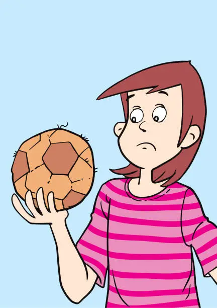Vector illustration of Young boy with ball