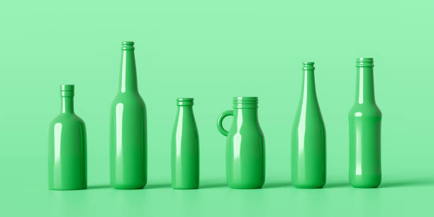 istock Recycle eco bottles glass or drink beverage container on natural background with recycling package. 3D rendering. 1312293101