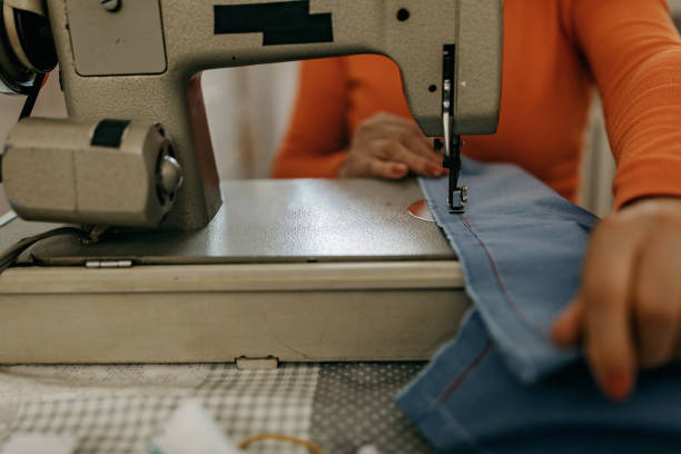 istock Senior woman sewing skirt from scratch 1312294669
