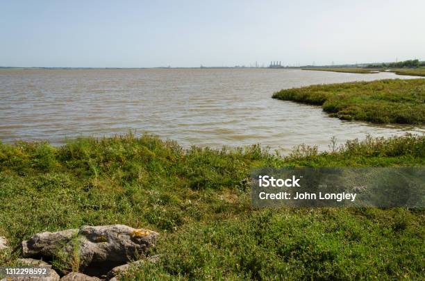 Flint Foreshore At High Tide Stock Photo - Download Image Now - Estuary, Dee River, Coastal Feature