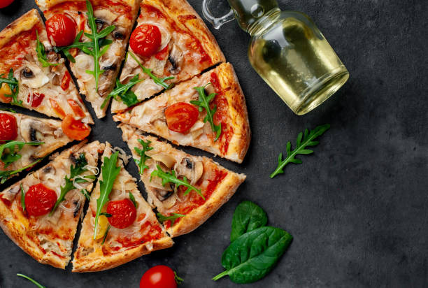 istock delicious homemade pizza on stone background with copy space for your text 1312299844