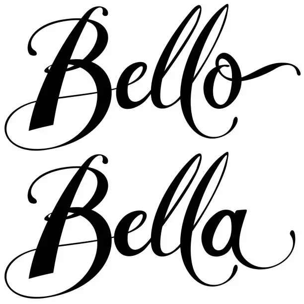 Vector illustration of Bello Bella = Beauty,  custom calligraphy text
