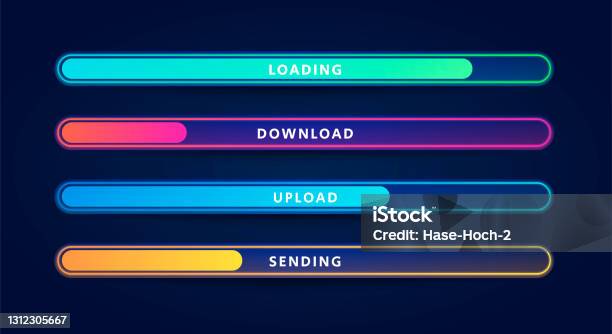 Vector Illustration Colorful Loading Bar Set Modern Web Element ...