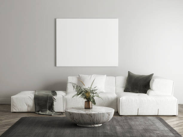istock White empty poster in living room design. 1312307127