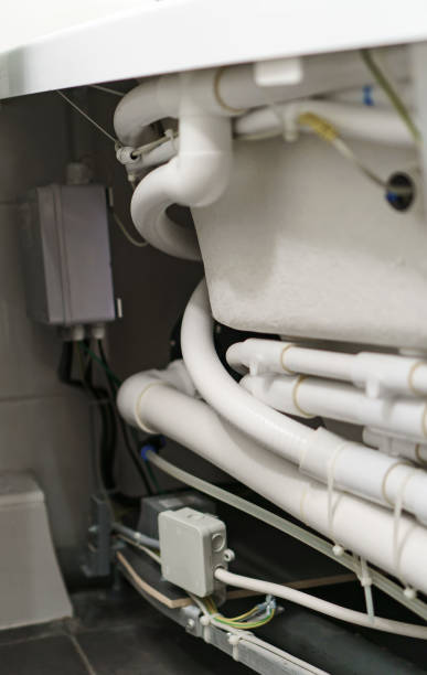 istock Pipe system of bathtub with hydromassage. 1312311073