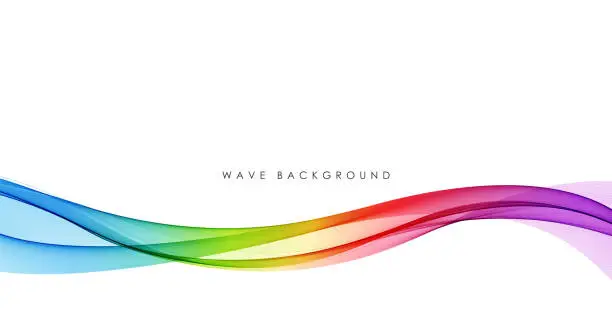 Vector illustration of Vector abstract colorful flowing wave lines isolated on white background. Design element for technology, science, music or modern concept.