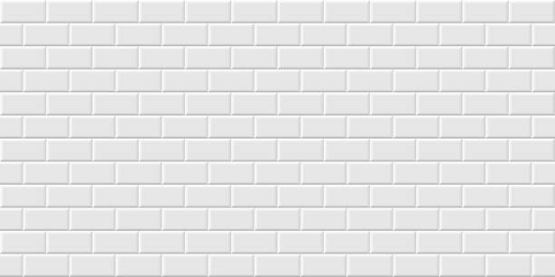 White metro tiles seamless background. Subway brick horizontal pattern for kitchen, bathroom or outdoor architecture vector illustration. Glossy building interior design tiled material White metro tiles seamless background. Subway brick horizontal pattern for kitchen, bathroom or outdoor architecture vector illustration. Glossy building interior design tiled material. bathroom patterns stock illustrations