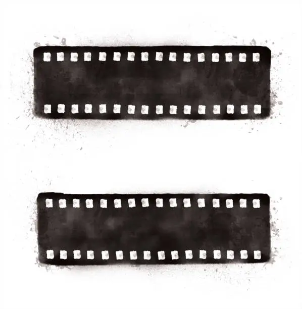 Vector illustration of Filmstrip Analog Film Photography Cinema Grunge Hand Painted Banner
