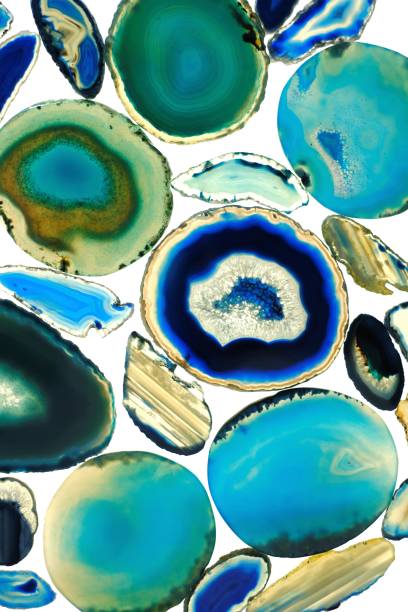 istock Agate Stone Pattern. Agates blue and green on white background.Agate slices background.Natural stones beautiful surface. Agate stones cutaway wallpaper 1312315513