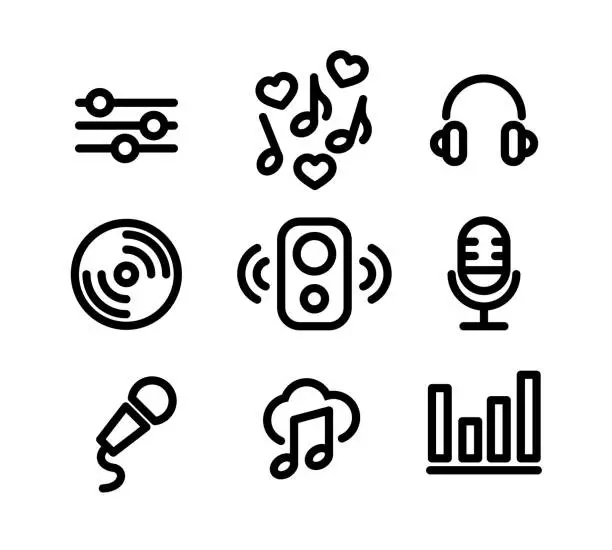 Vector illustration of music icon set