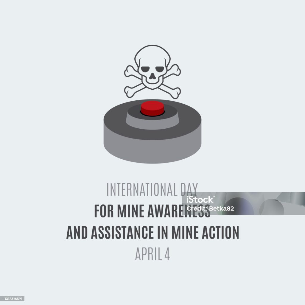 International Day for Mine Awareness and Assistance in Mine Action vector Landmine with a skull symbol vector. Day for Mine Awareness and Assistance in Mine Action Poster, April 4. Important day Land Mine stock vector