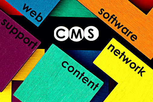 Photo on CMS (content management system) theme. The abbreviation  
