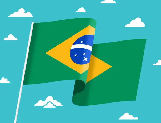 Vector illustration of Flag of Brazil