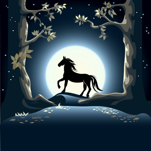 istock horse on the background of the moon 1312325175