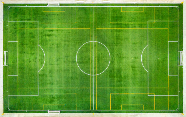 istock Soccer field pitch top view 1312327898