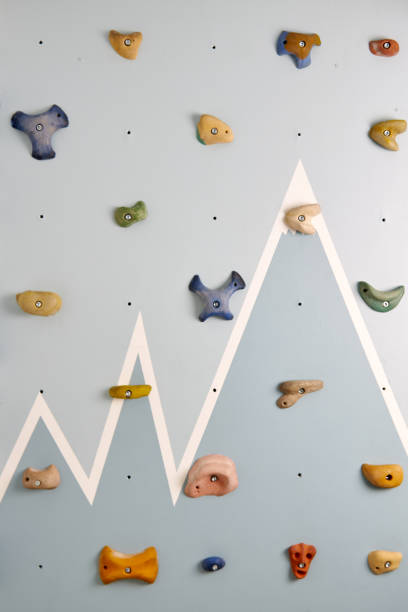 istock Home climbing wall with a picture of mountains with snow-capped peaks 1312329310
