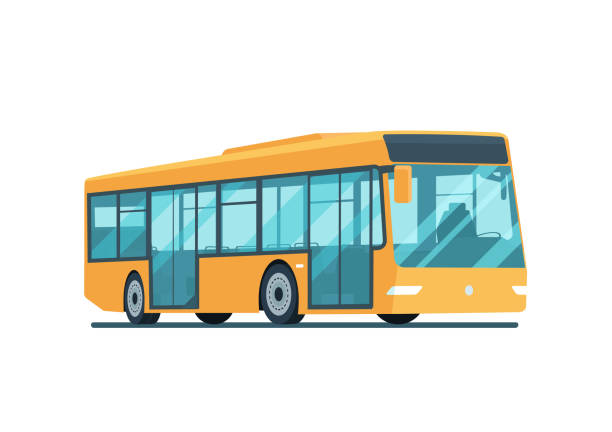 illustrazioni stock, clip art, cartoni animati e icone di tendenza di moderno autobus passeggeri della città isolato. illustrazione vettoriale. - autobus