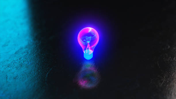 Modern chandelier, purple light