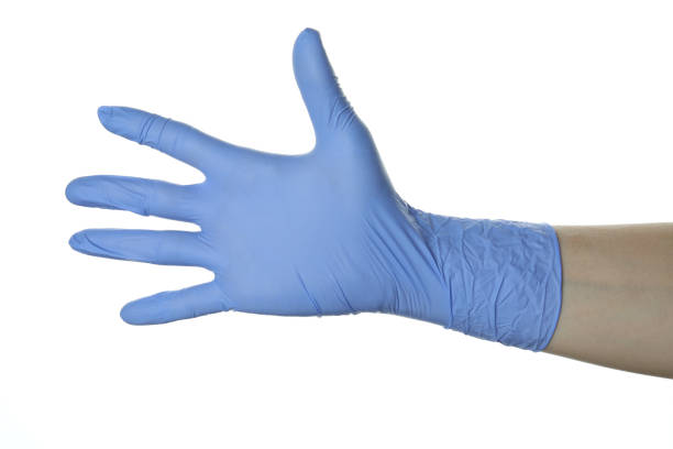 istock Hand in medical glove isolated on white background 1312333904