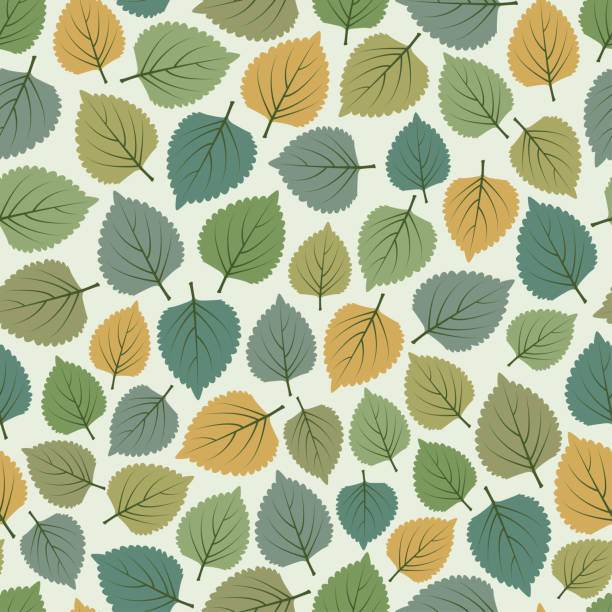 Fashionable vector seamless floral ditsy pattern design of tropical exotic leaves. Artistic autumn foliage repeating texture background for textile Elegant trendy ditsy foliage repeating texture. Vector seamless pattern design of exotic tropical leaves. Floral background suitable for wallpaper, wrapping paper; screen printing and textile. jungle leaf pattern stock illustrations