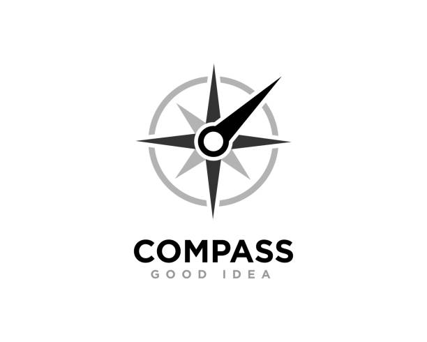 illustrazioni stock, clip art, cartoni animati e icone di tendenza di vettore di progettazione dell'icona del logo compass - sign hiking north sport symbol