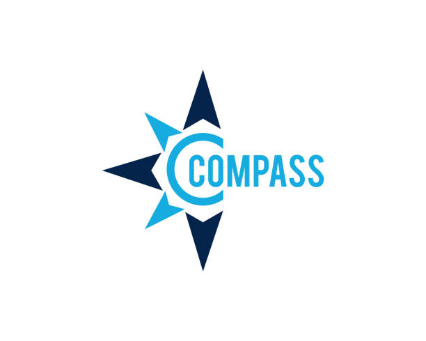 kompass logo icon design vektor - direction drawing compass map work tool stock-grafiken, -clipart, -cartoons und -symbole