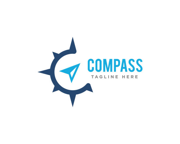 kompas logo icon design wektor - compass drawing compass map cartography stock illustrations