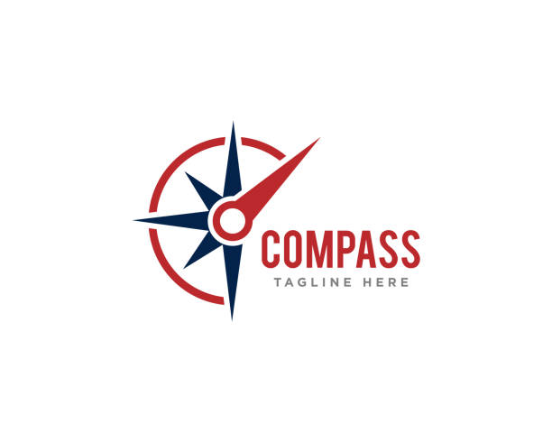 kompas logo icon design wektor - compass drawing compass map cartography stock illustrations