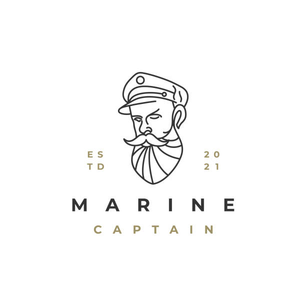 Sailor, Line art ship captain Symbol design vector