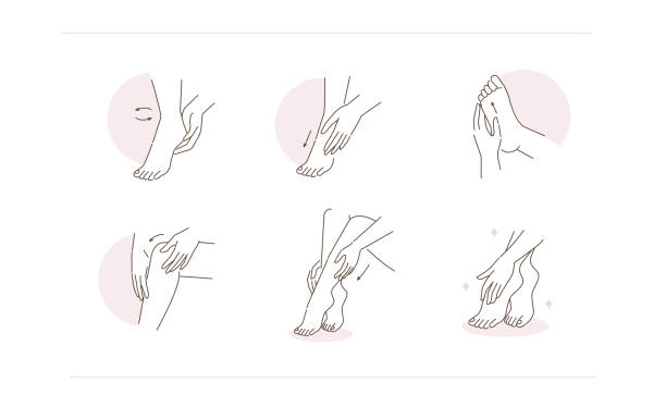 ilustrações de stock, clip art, desenhos animados e ícones de legs and feet - massage creme