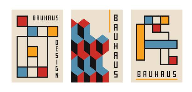 istock Bauhaus digital art print. Retro geometric background swiss style, simple poster set for home decoration. Vector illustration 1312340422