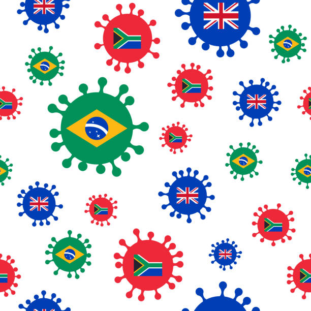 ilustraciones, imágenes clip art, dibujos animados e iconos de stock de coronavirus covid-19 variantes sin costuras - flag brazil brazilian flag dirty