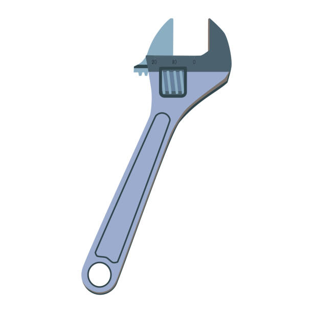 klucz lub klucz narzędzie do pracy ręcznej, płaska ilustracja wektorowa izolowana na białym tle. regulowany klucz - adjustable wrench illustrations stock illustrations