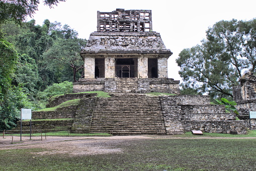 The Temple of the Sun at the Maya city of Palenque in Mexico