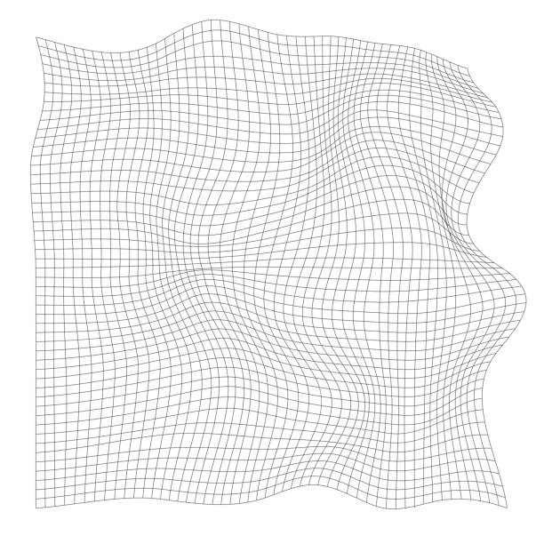 Distorted grid Distorted grid pattern. Abstract distorted wave texture. grid pattern stock illustrations