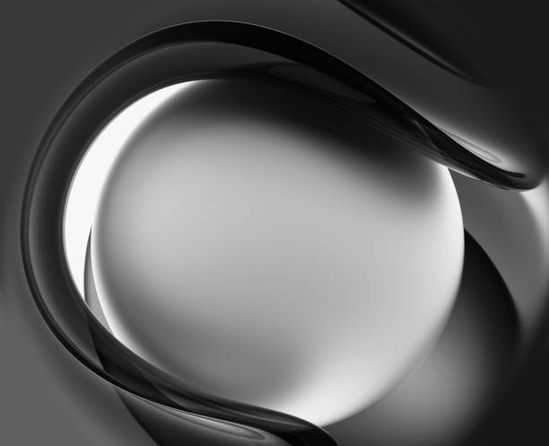 istock 3d render of abstract art 3d ball or sphere with surreal object around in curve wavy elegance lines forms in black tint glass material 1312342311