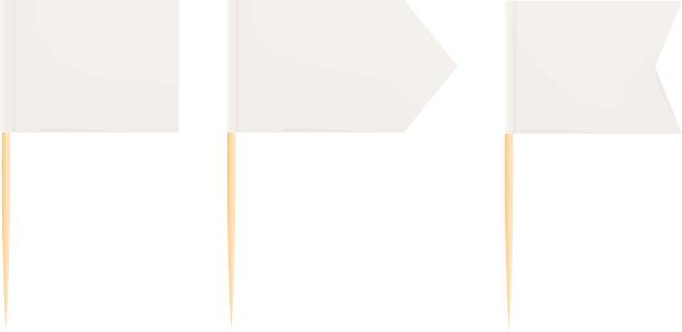 istock Set wooden toothpick flags in cartoon flat style isolated on white background, toothpick flag rectangle blank, icon. Collection For mini stick pointer messages 1312352101