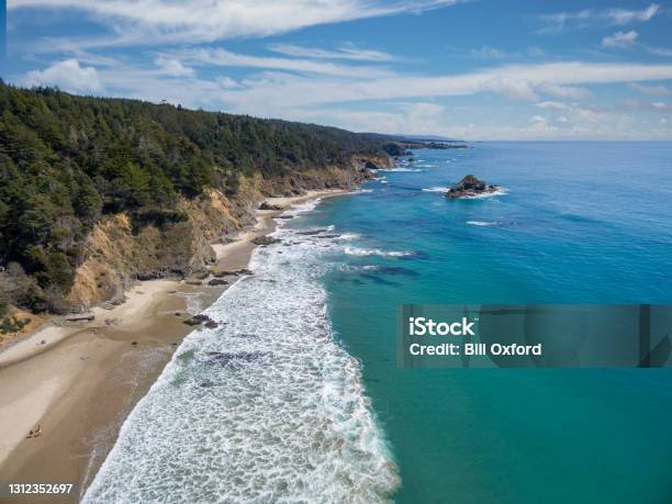 Drone Aerial Of Coast In Northern California Gualala Mendocino Stock Photo - Download Image Now