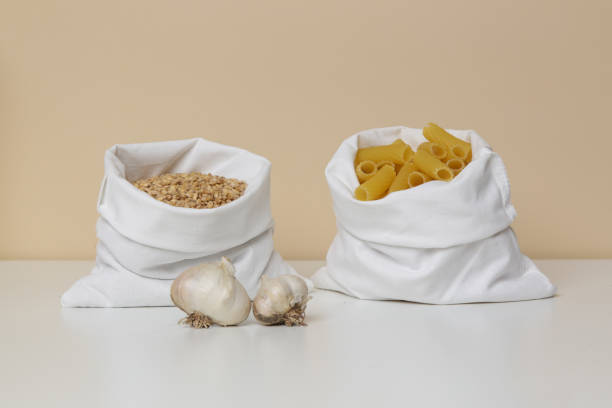 istock Various groceries in reusable textile bags. Plastic free delivery from bulk store. Suistainable and zero waste food shopping. 1312354049