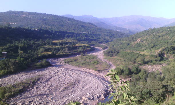 istock River in jammu and kashmir with mountain Ranges 1312356857
