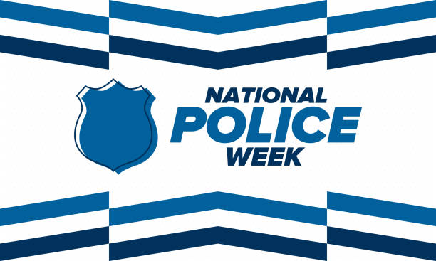 ilustrações de stock, clip art, desenhos animados e ícones de national police week in may. celebrated annual in united states. in honor of the police hero. police badge and patriotic elements. officers memorial day. poster, card, banner. vector illustration - national hero