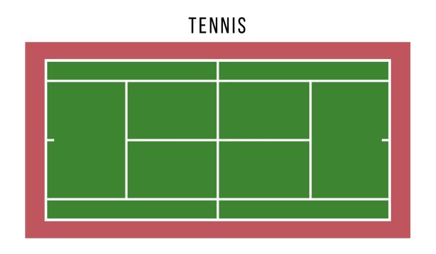 ilustrações, clipart, desenhos animados e ícones de vista superior da quadra de tênis verde. - tennis open